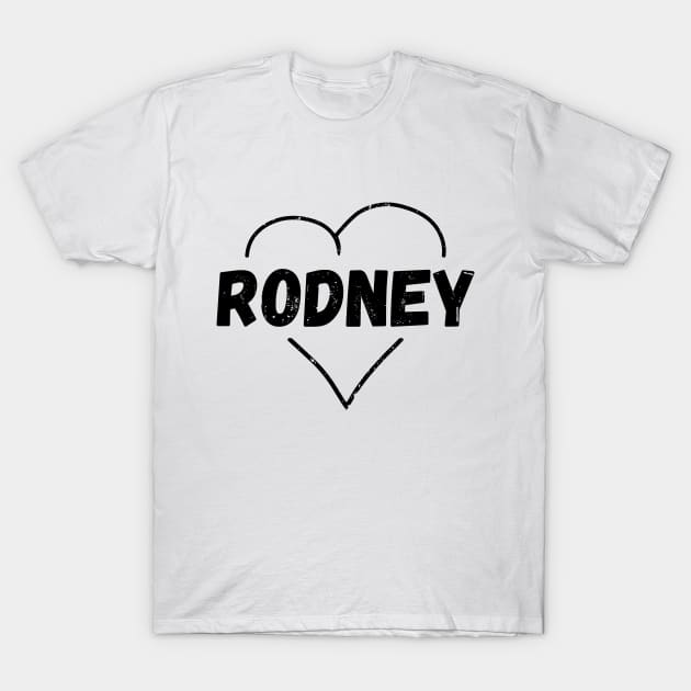 Rodney Name Inside Vintage Heart, Rodney for Valentines Day T-Shirt by Liquids